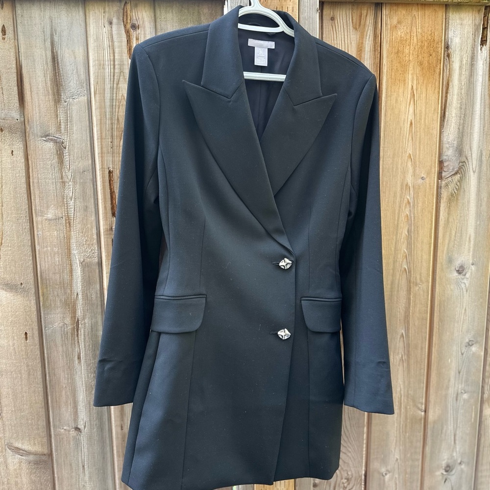 H&M Black Blazer Dress Jacket – Size S (EUR 38) – NEW with Tags